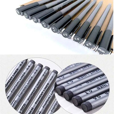 Pigment Liner Manga Art Markers Waterproof Brush Pen 0.05-0.