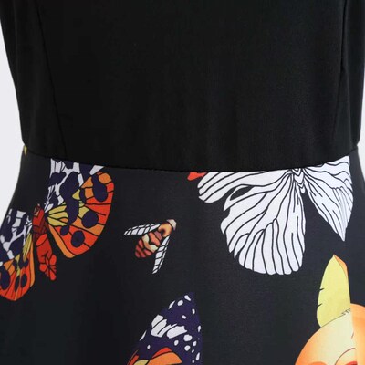 Retro Hepburn style stitching sleeveless swing dress to send