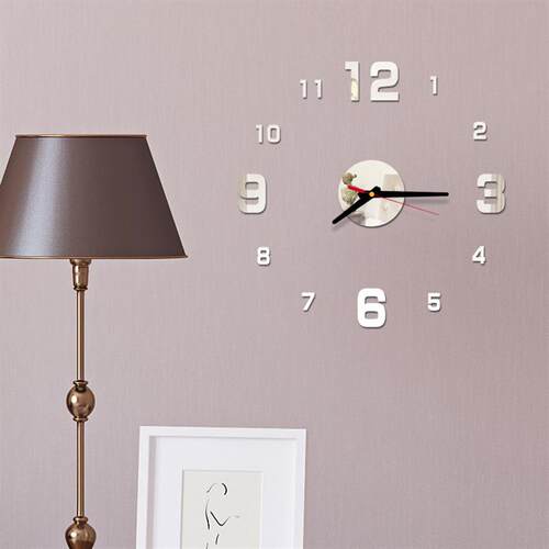 3D Big Size Geometry Wall Clock Mirror Sticker DIY Brief Liv