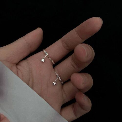 Minimalist Open Rings Simple Adjustable Rings Tassel Chain P