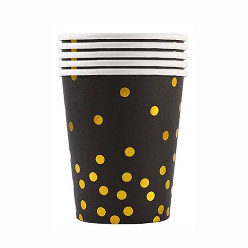 Stamping black polka dots disposable birthday party tablewar