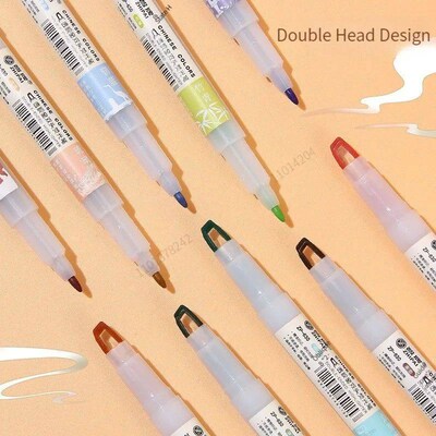 5pcs/set Double Tip Highlighter Pens Kawaii Colored Manga Ma