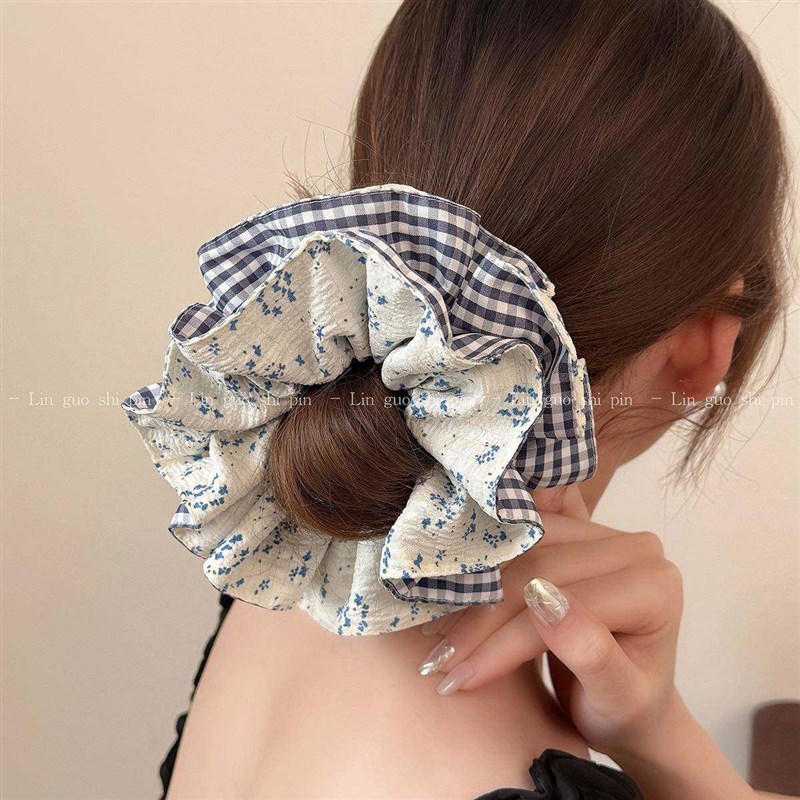 Korean-style Plaid Floral Tight Waist Intestinal Circle
