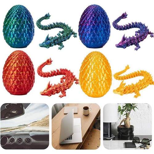 3D Printed Easter Dragon Eggs with Dragon Inside Fidget Toy