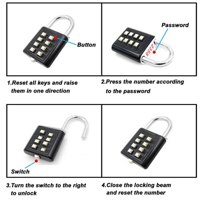 8 Digits Password Code Outdoor Waterproof Combination Padloc