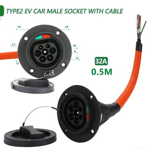 Type 2 Male Socket with Cable for Electric Vehicle Car side