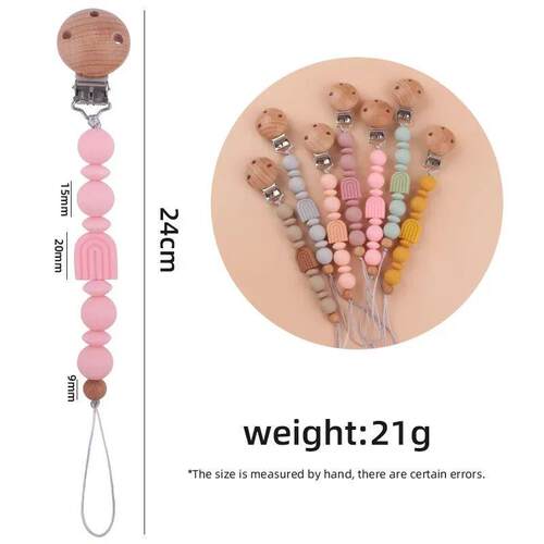 New Baby Pacifier Clip Chain Silicone Beads Rainbow  Appease