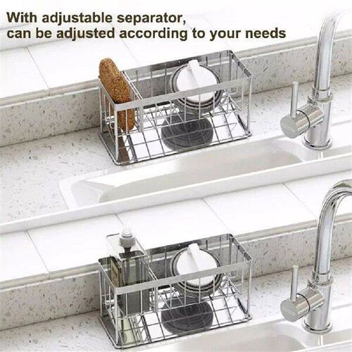 Kitchen Stainless Steel Sink Drain Rack With Brush Holder