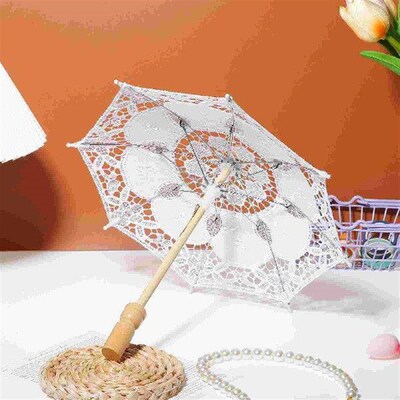 Cotton Umbrella Bride Wedding White Craft Red Decorations
