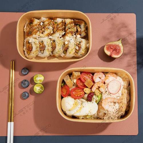 Kraft paper disposable square takeaway box, suitable for cam