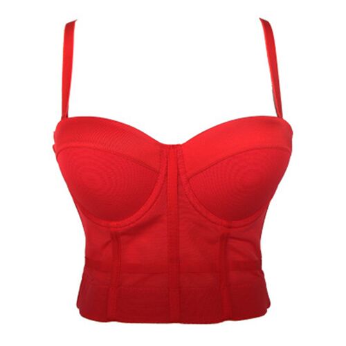 Crop Tank Top With Cups Femme Halter Bustiers Corset Tops El