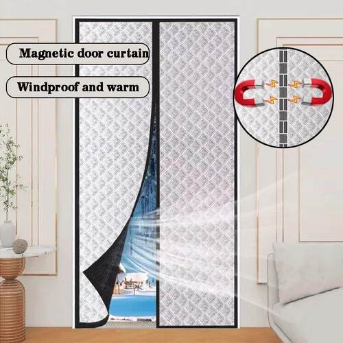 Winter magnetic cotton door curtain, thickened, warm, windpr