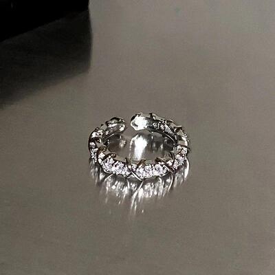 Heart Open Rings for Women Korea Geometric Crystal Moonstone