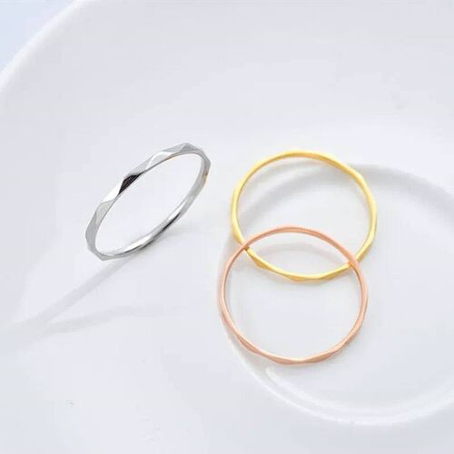 1mm Thin Stackable Ring Stainless Steel V Faceted Knuckle Mi
