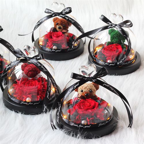 Eternal Flower Beauty And The Beast Rose Dried Flowers Teddy