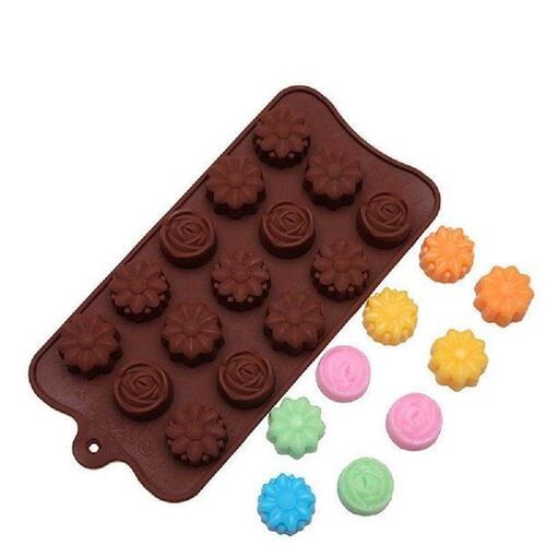 15 Holes Silicone Rose Flower Chocolate Cake Soap Mold