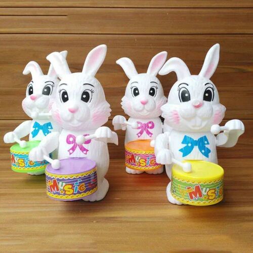 Funny Cartoon Rabbit Drumming Toy Wind-Up Clockwork Educatio