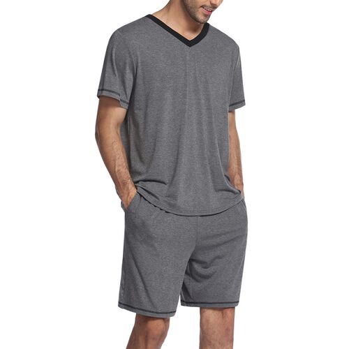 Mens Casual Suit Short-sleeved Shorts Two-piece Set Contras