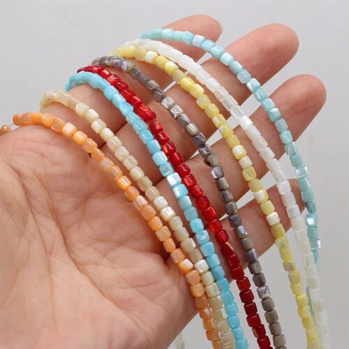 Natural Stone Sea Shell Multi-color Loosely Spaced Beads Can