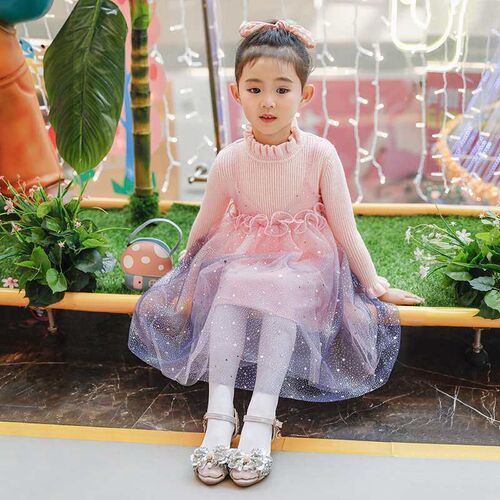 Girls sweater dress autumn and winter long sleeve dress Hal