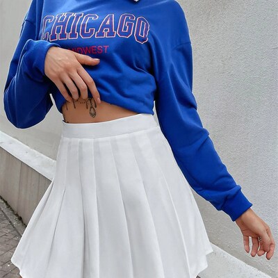 Preppy Style High Waist Solid Pleated Mini Skirt Women Summe
