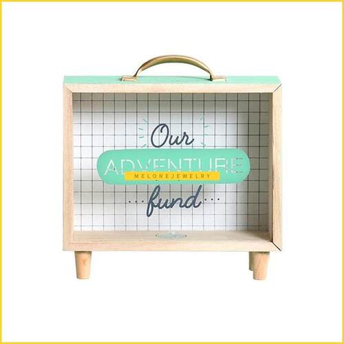 Ins Stylish Art Wood Piggy Bank Money Saving Box Bedroom Des