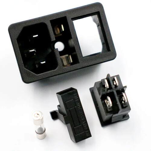 With 10A Fuse! Red Rocker Switch Fused IEC320 C14 Inlet Powe