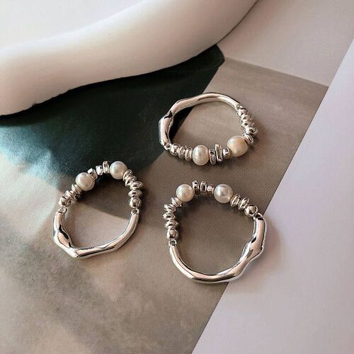 Korean New Pearl Adjustable Rings For Women Natural Freshwat