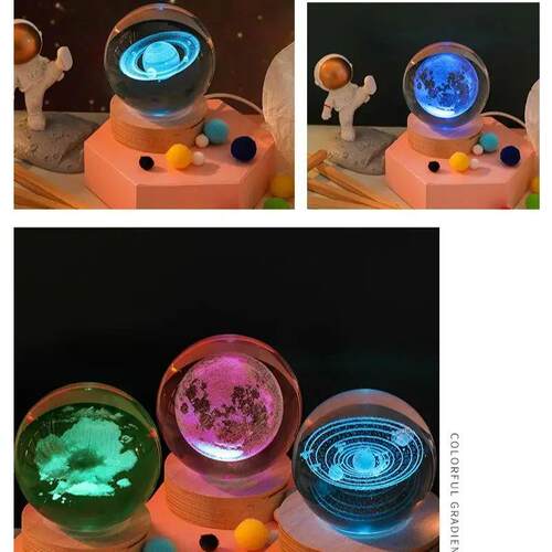 Crystal Ball 6cm Color Warm Light Planet Night Light Laser C