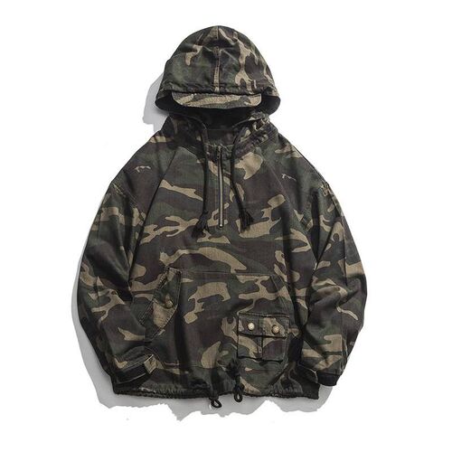 Fried steet ruffian handsome camouflage half zipper jacket t