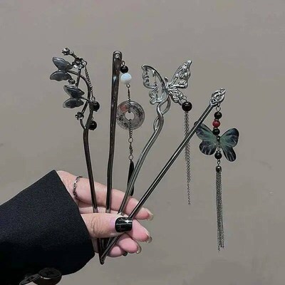 2024 New Chinese Style Butterfly Flower Tassel Hair  for Wom