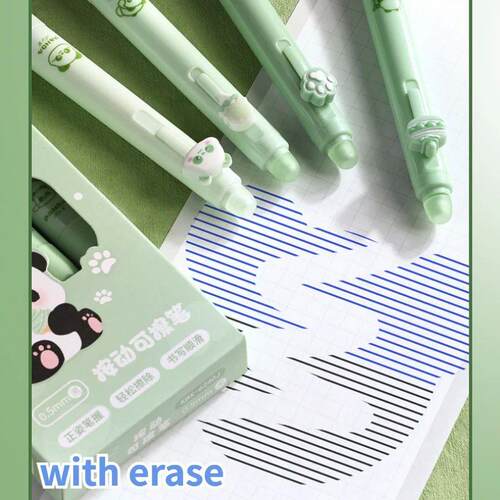 4Pcs Cute Erasable Gel Pen With Eraser 0.5 mm Blue black ink