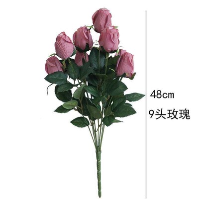 Simulation Rose Bouquet 9 Bundles Oil Painting Rose Artifici