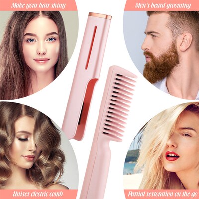 Electric Hair Straightener Brush Comb Mini Hair Curler Fast
