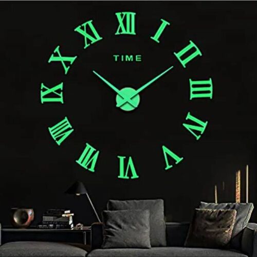 3D Luminous Large Wall Clock Modern Design DIY Digital Table