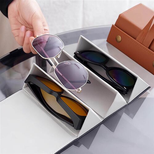 Creative Eyewear Storage Box, Multi-Compartment Foldable Sun