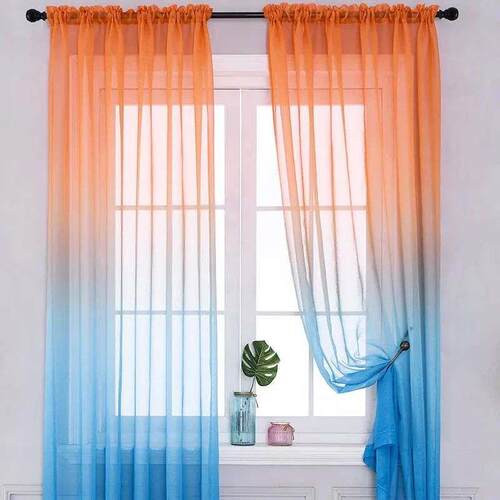 Modern Gradient Tulle Window Curta For Living Room 3D Color