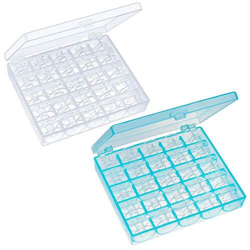 25 Grid Blue Clear Empty Bobb Storage Box Plastic Bobb Spool
