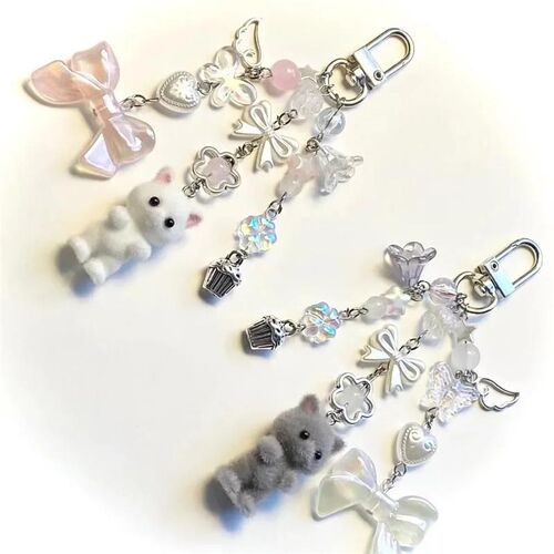 Calico critters persian cat twins keychains