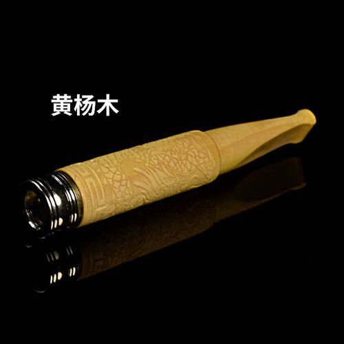 Engraved Dragon Cigarette Holder Wooden Double Filter Pipe L