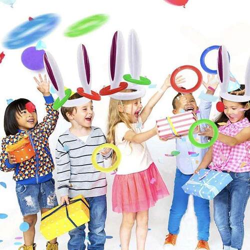 Bunny Ears Inflatable Ring Toss Party Games Kids Holiday Bir