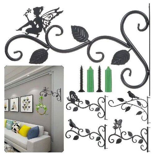 Black Hanging Flower Basket Brackets Iron Home Decoration