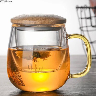 Creative Glass Tea Infuser Cup With Transparent Filter Handl