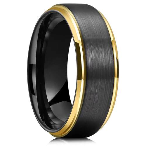 8mm Black Brushed Titanium Stainless Steel Rings for Men