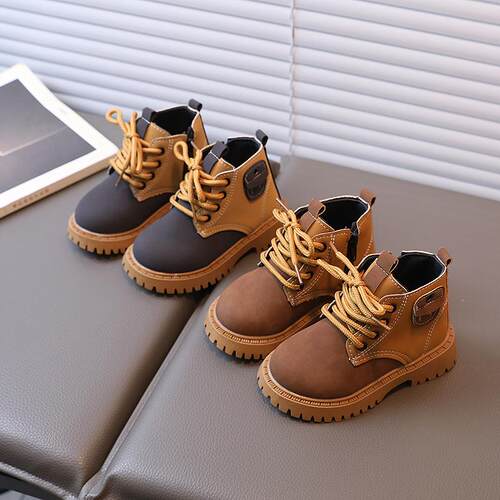 Childrens Fashion Patchwork British Ankle Boots Boys Side Z