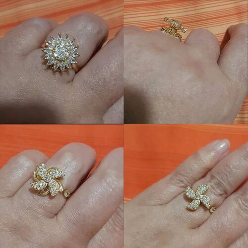 Fashion Crystal Sunflower Rings For Women Rotatable Anti Sre