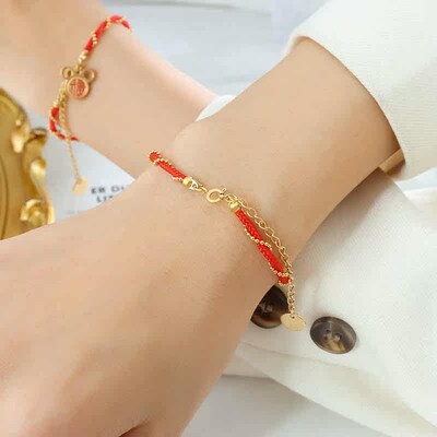 New blessing character wrapped red rope braided brlet hand j