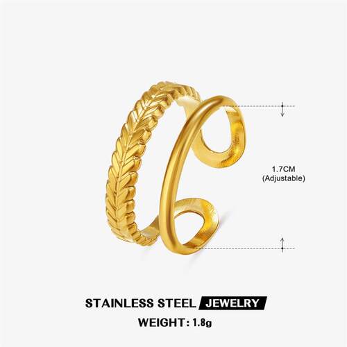 Double Layer Stainless Steel Ring Adjustable Open Fashionabl