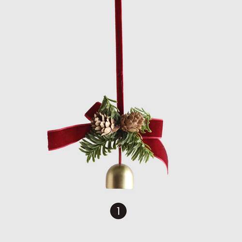 Christmas decorations Bell Bow Pine needle pine cone pendant
