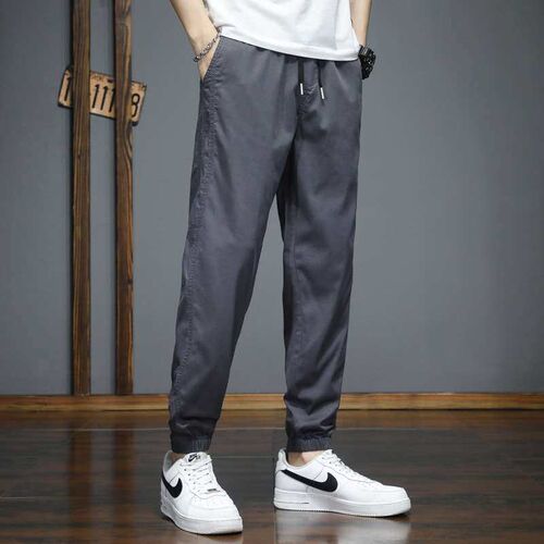 Leg-tie Pants Mens Soli Color Simple Style All-match Option